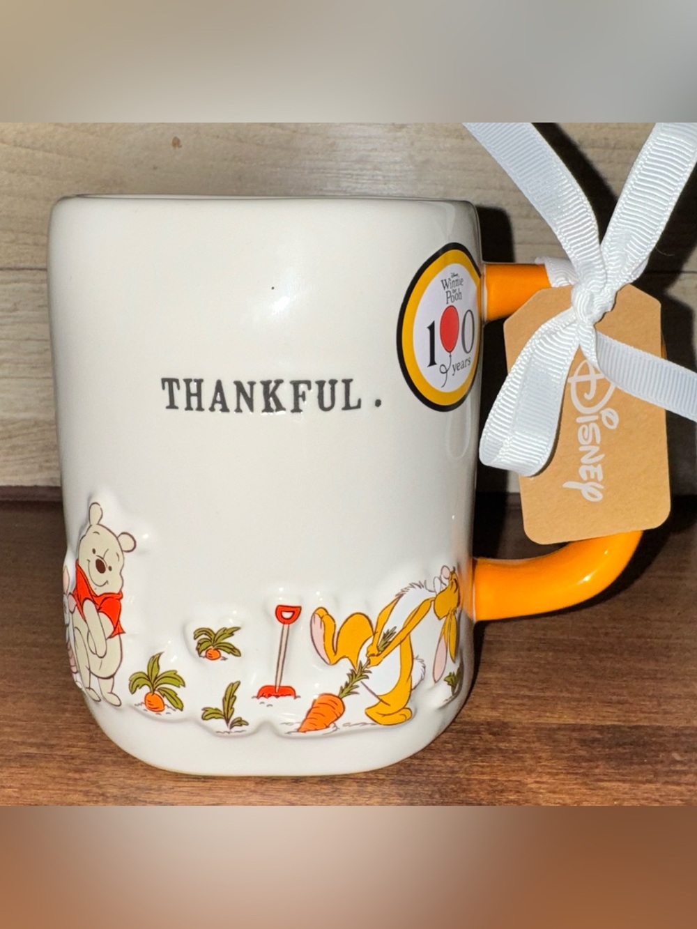 🥰 Rae Dunn x Disney Winnie the Pooh “Thankful”Mug, Pumpkin, 🎃, New!! 100 Year!!